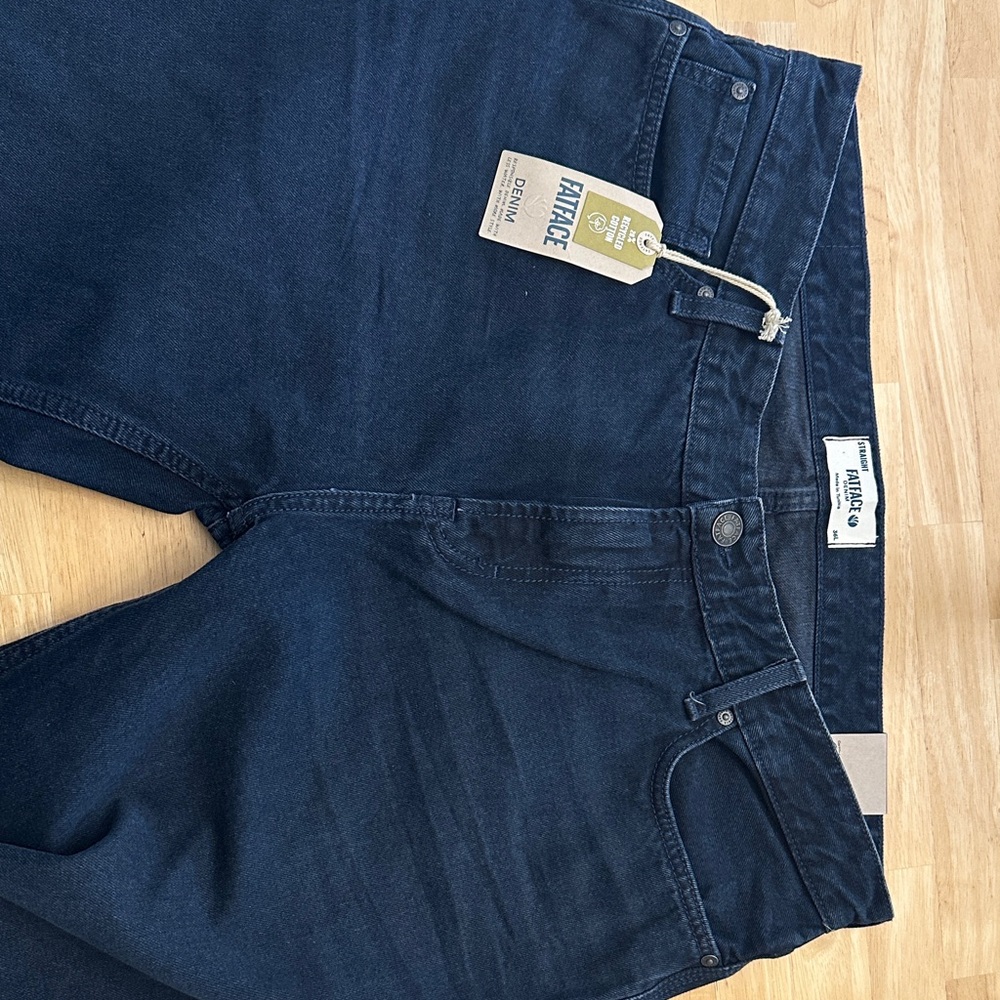 NWT FATFACE 36L Men's Dark Navy Blue Straight-Leg Jeans - Picture 6 of 10